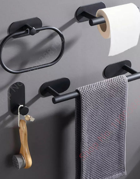 Toilet Towel Paper Holder Adhesive Black Silver Kitchen Roll Paper Stand Bathroom Accessories WC