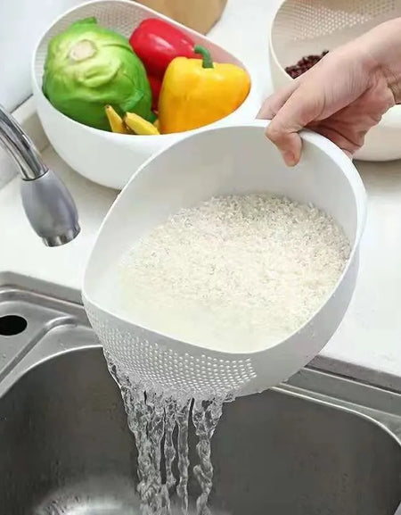 Plastic Colander Kitchen Drain Basket with Handles Rice Bowl Strainer Strainer Basket Sink Drain Kitchen