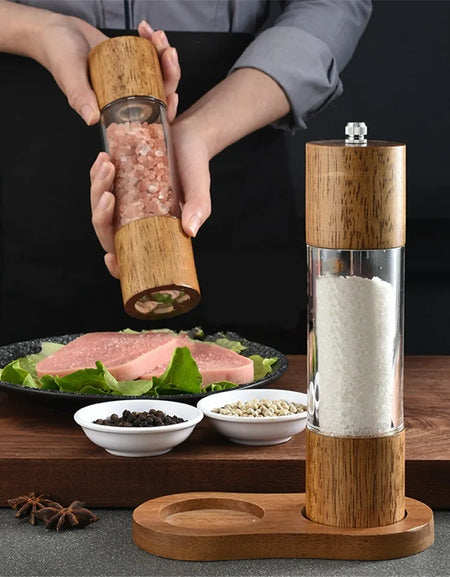 Wooden Pepper Mill Manual Salt Spice Grinder With Adjustable Ceramic Core Pepper Grinder Kitchen