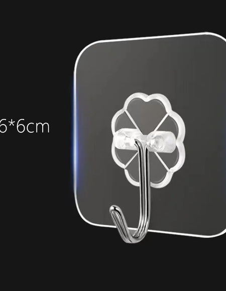 Transparent Stainless Steel Strong Self Adhesive Hooks Key Storage Hanger for Kitchen Bathroom