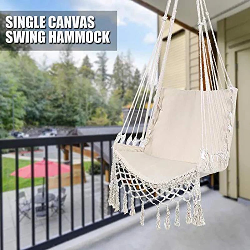 Garden Dormitory Bedroom Beige Knitted Rope Autumn Table Chair Home Decoration Hanging Chair