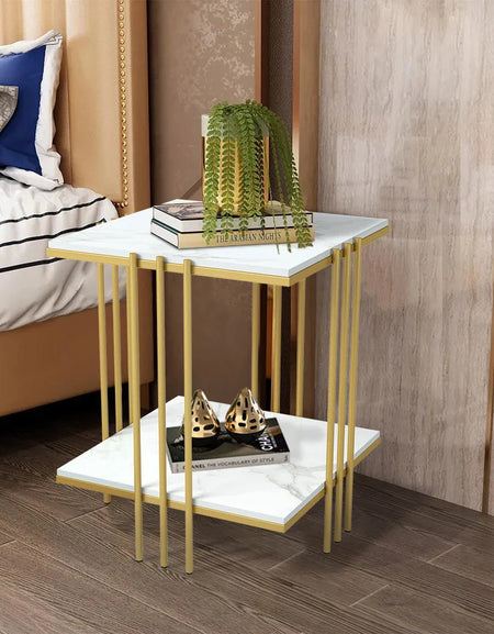 Tea Table End Table Office Coffee Table Square Marble Shelf Small Desk Bedroom Living Room Furniture