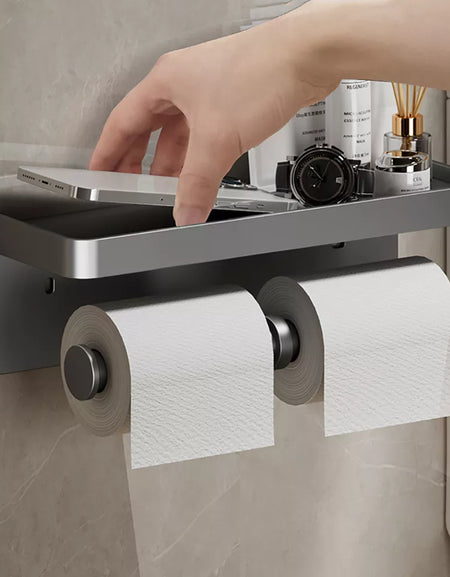Large Toilet Paper Holder Wall-Mounted Paper Roll Holder Storage Toilet Organizer Bathroom Accessories