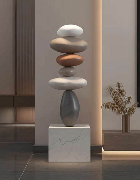 80CM Glowing Stone Creative Home Decor Large Feng Shui Stone Statue Indoor Floor Sculpture