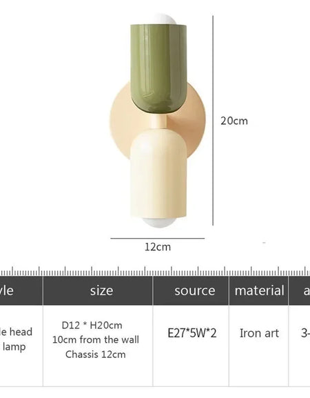 Nordic LED Wall Lamps Modern Minimalist Cream Double Head Lights Home decore