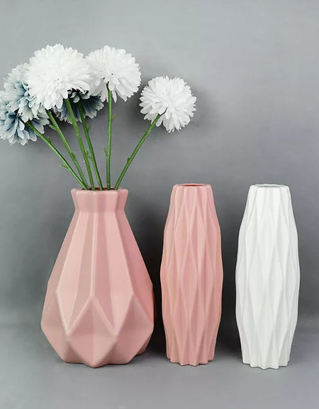 Flower Vase White Pink Blue Plastic Vase Flower Pot Basket Nordic Home L Decoration Ornament