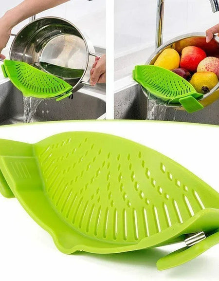 Clip On Strainer Silicone for All Pots and Pans Meat Vegetables Fruit Silicone Kitchen Colander