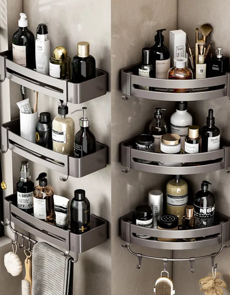 Bathroom Storage Wall Mount Corner Shelf Shower Holder Shampoo Organizer Bathroom Accessories