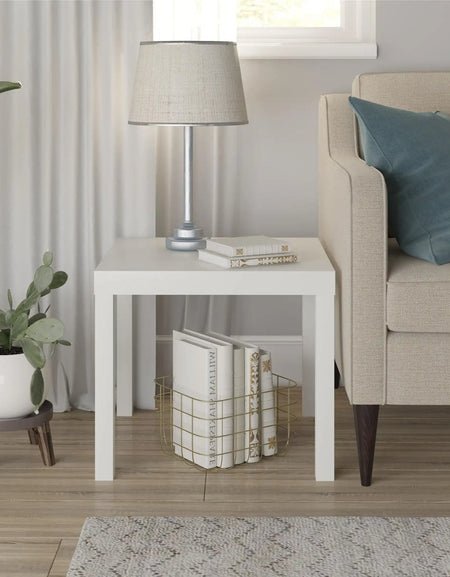 Parsons End Table, White\Black Oak\Canyon Walnut mesa  table side  living room furniture