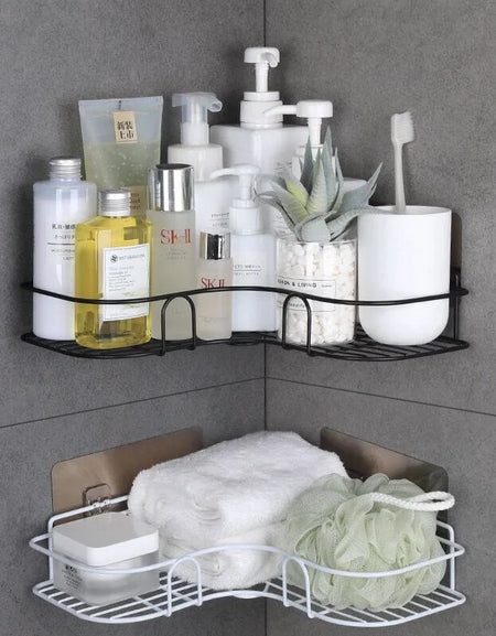 Bathroom Corner Storage Shelves Wall Mounted Rack Shampoo Storage Shelf Cosmetic Holder Metal Shelf