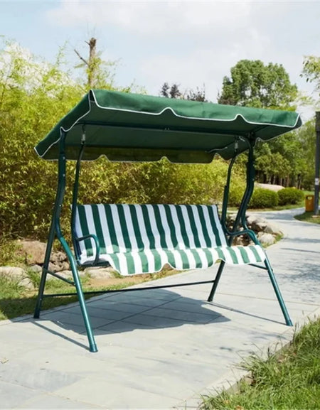Vebreda 3-Seat Patio Outdoor Porch Swing Glider Chair with Canopy Green