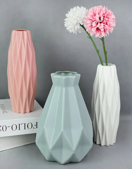 Flower Vase White Pink Blue Plastic Vase Flower Pot Basket Nordic Home L Decoration Ornament